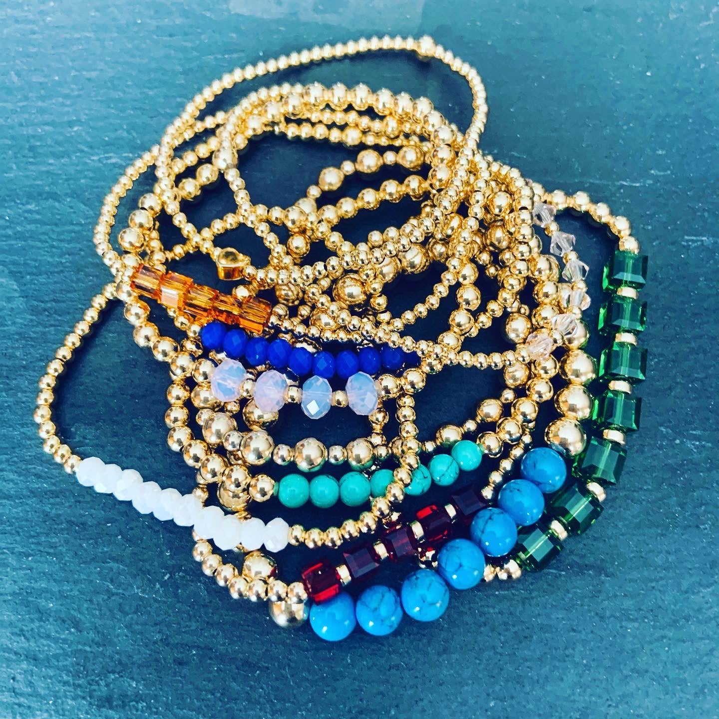 gold filled beaded stacking bracelets