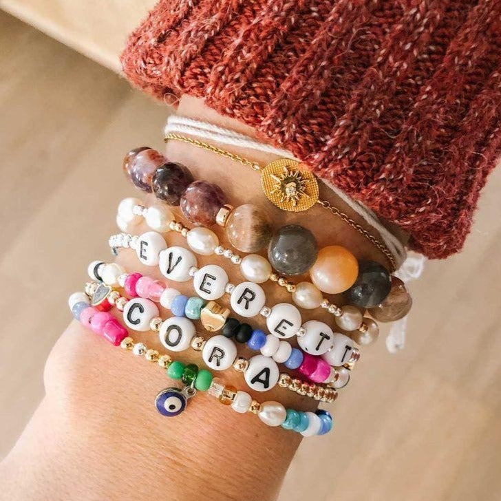 Heishi Surfer Bracelets Set Colorful Preppy Happy Smile Evil - Temu